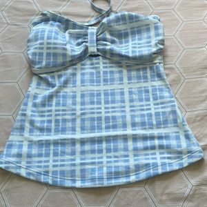 Checked Bandeau Tankini Top